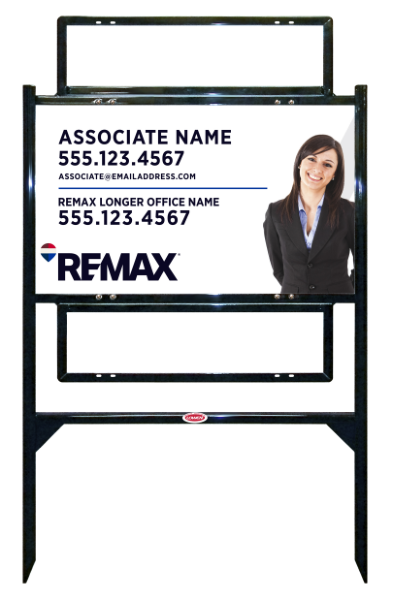 Angle Iron Frame and Associate Name w Cut Out Photo Sign Unit w2 Rider Insert, 18h x 30w, Steel